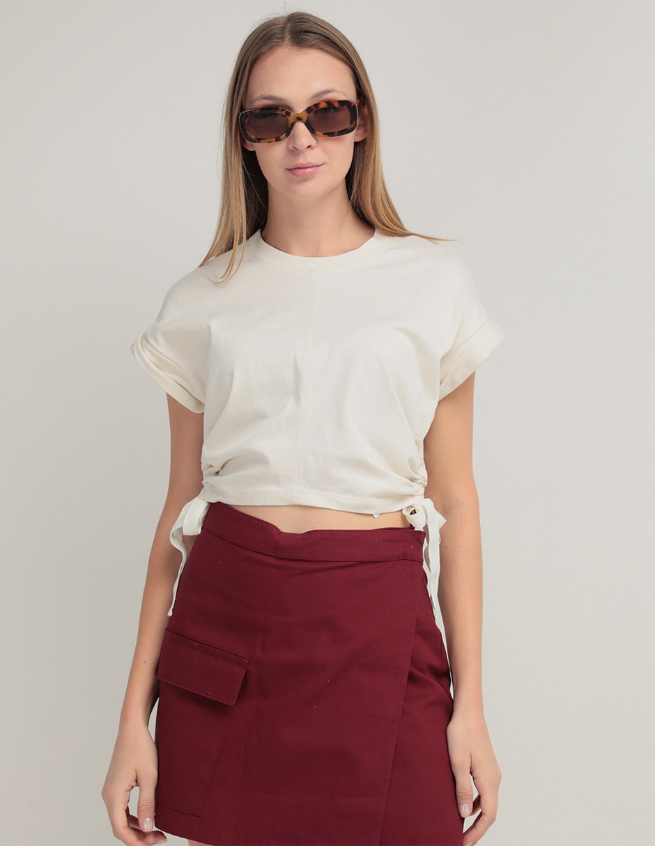 Playera manga corta cuello redondo para mujer