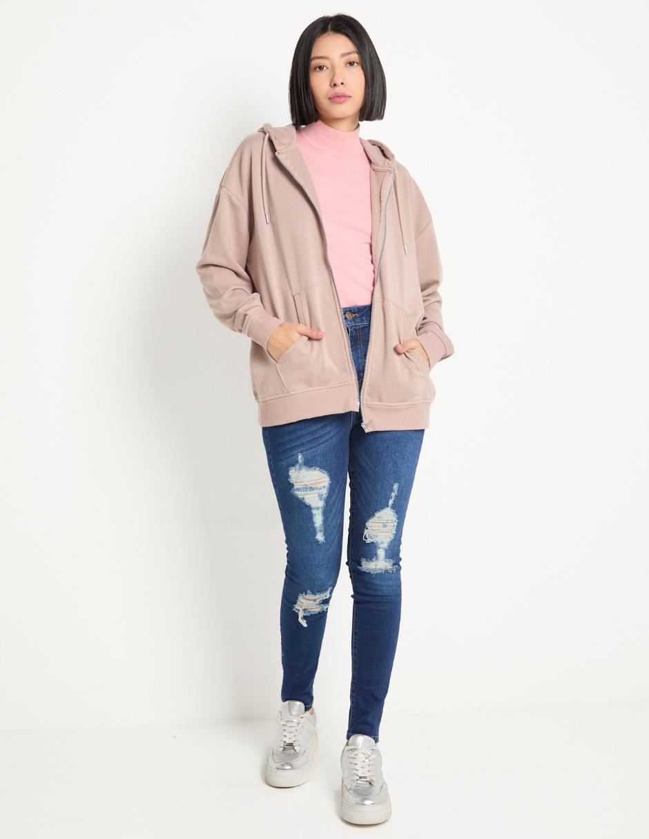 Sudadera con capucha y bolsa para mujer