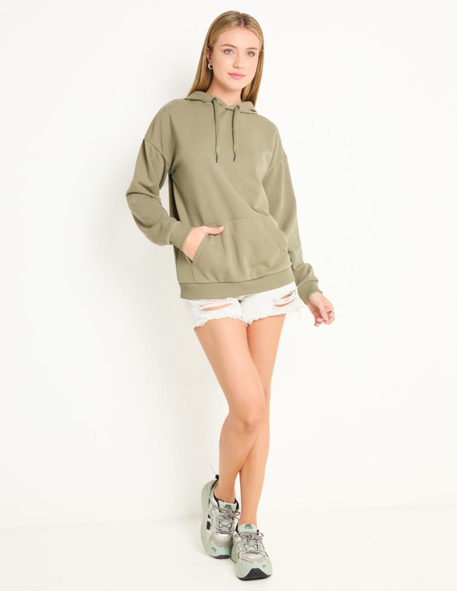 Sudadera con capucha y bolsa para mujer