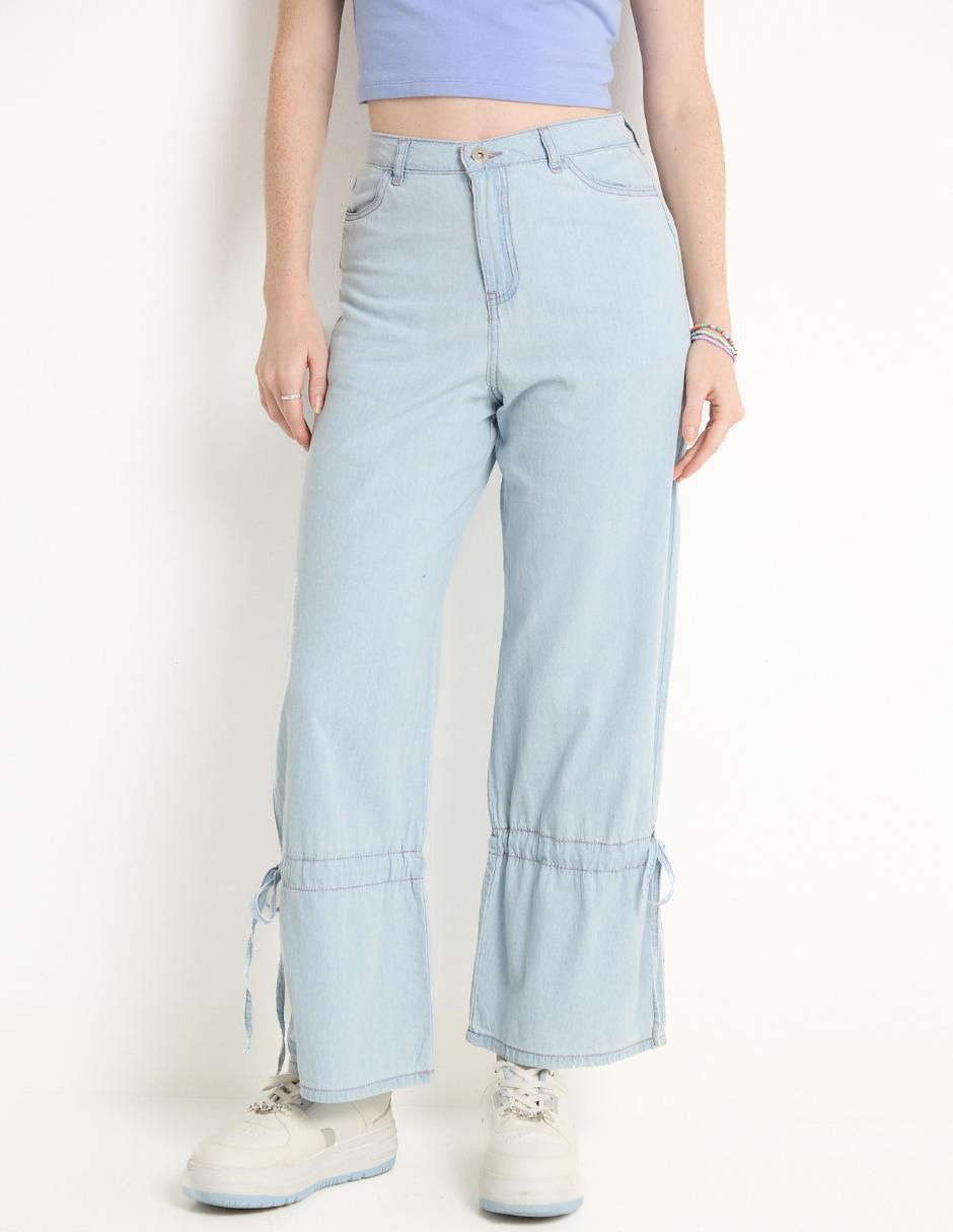 Jeans relaxed straight corte cintura alta para mujer