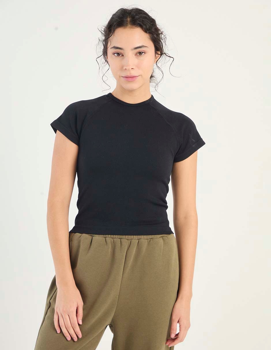 Playera manga corta cuello redondo mujer 1
