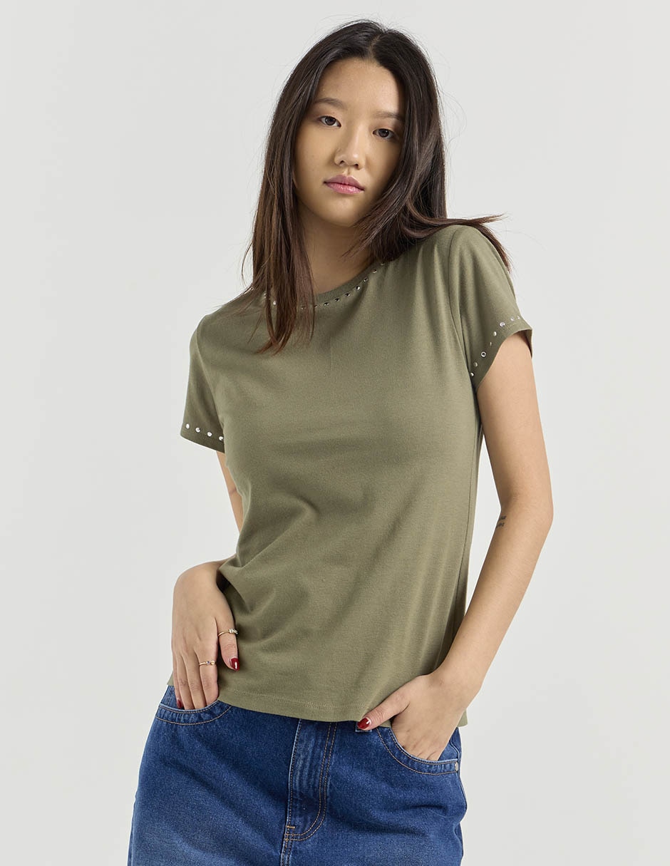 Playera manga corta cuello redondo para mujer Playera manga corta cuello redondo para mujer