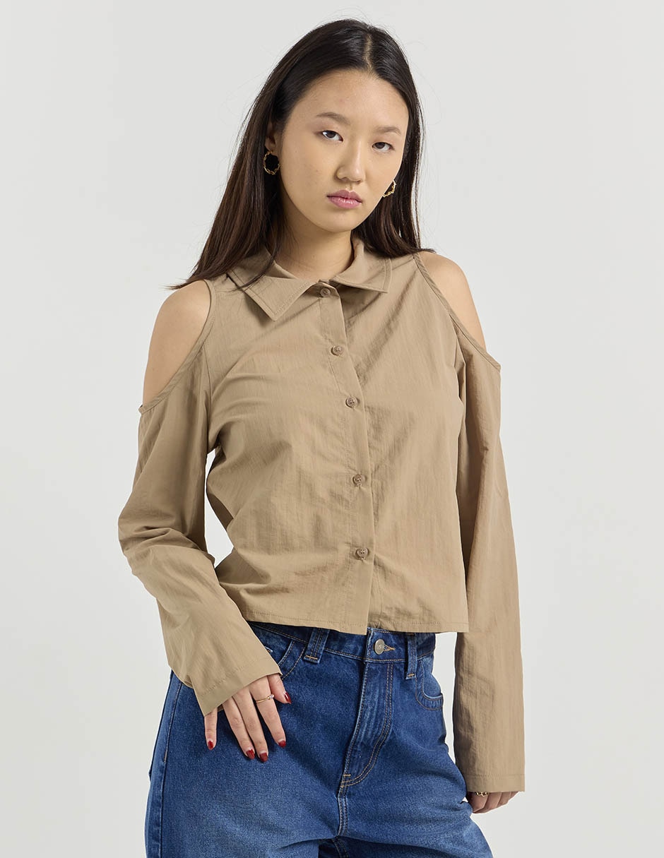 Blusa camisera manga larga para mujer 1
