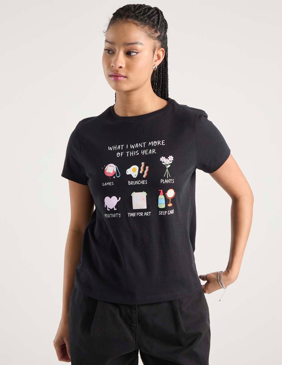 Playera manga corta Non Stop cuello redondo para mujer