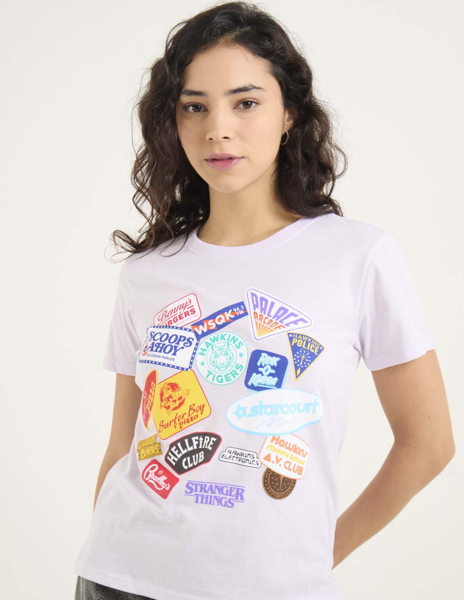 Playera manga corta Netflix cuello redondo para mujer
