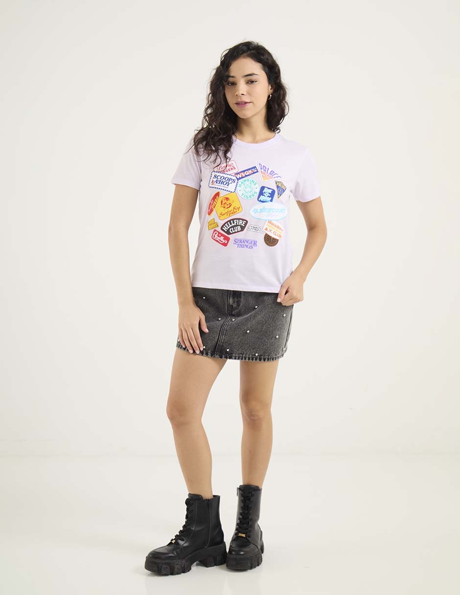 Playera manga corta Netflix cuello redondo para mujer