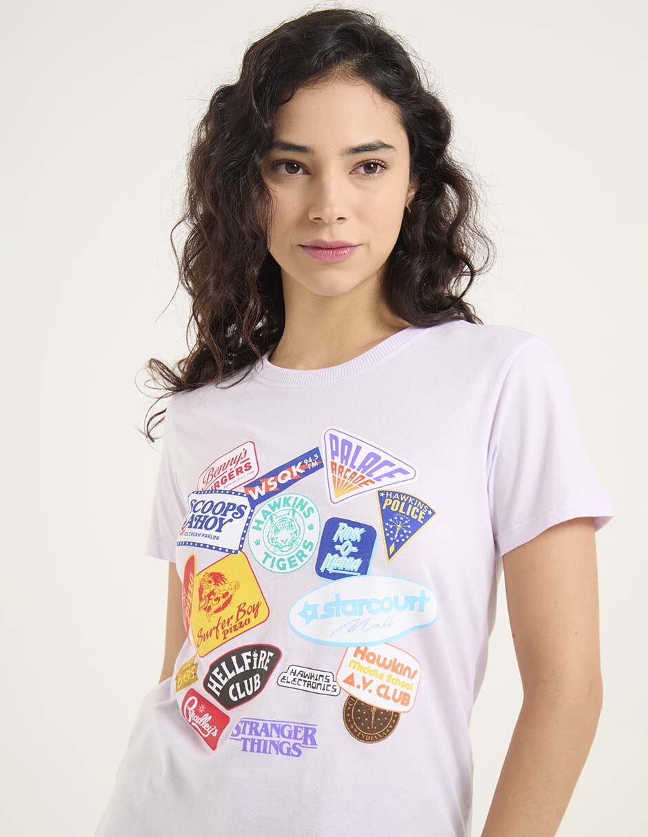 Playera manga corta Netflix cuello redondo para mujer