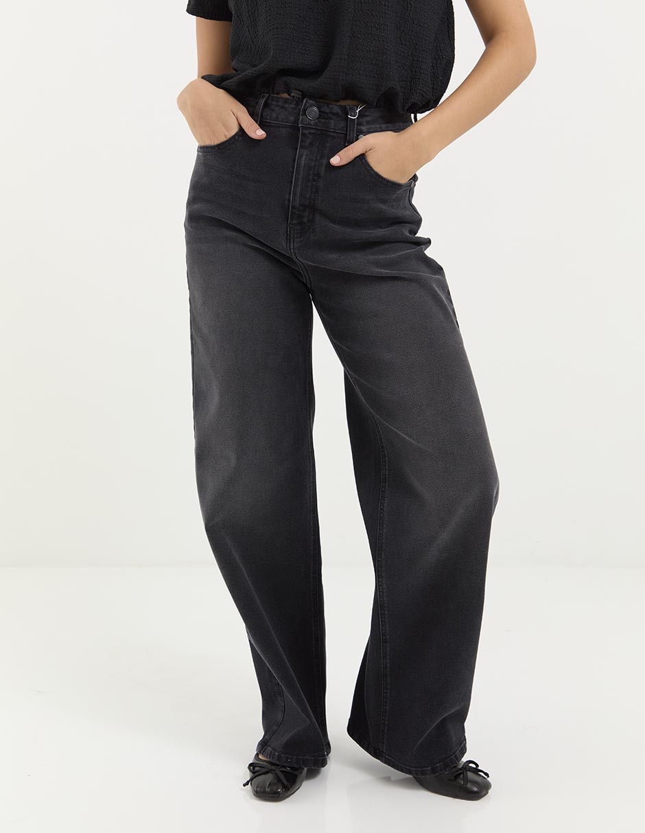 Jeans relaxed straight cintura media para mujer 1