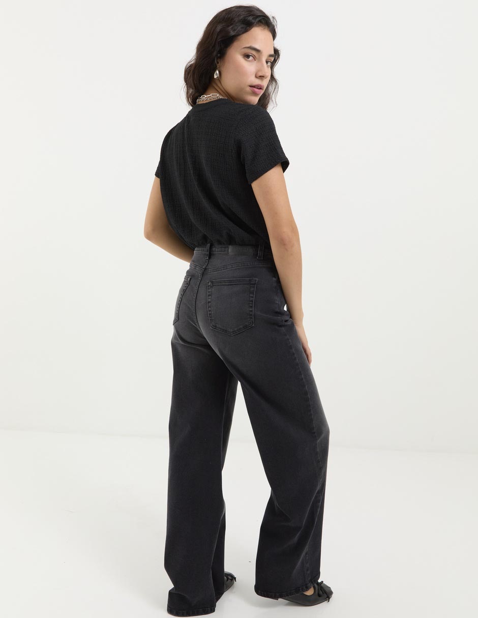 Jeans relaxed straight cintura media para mujer 5