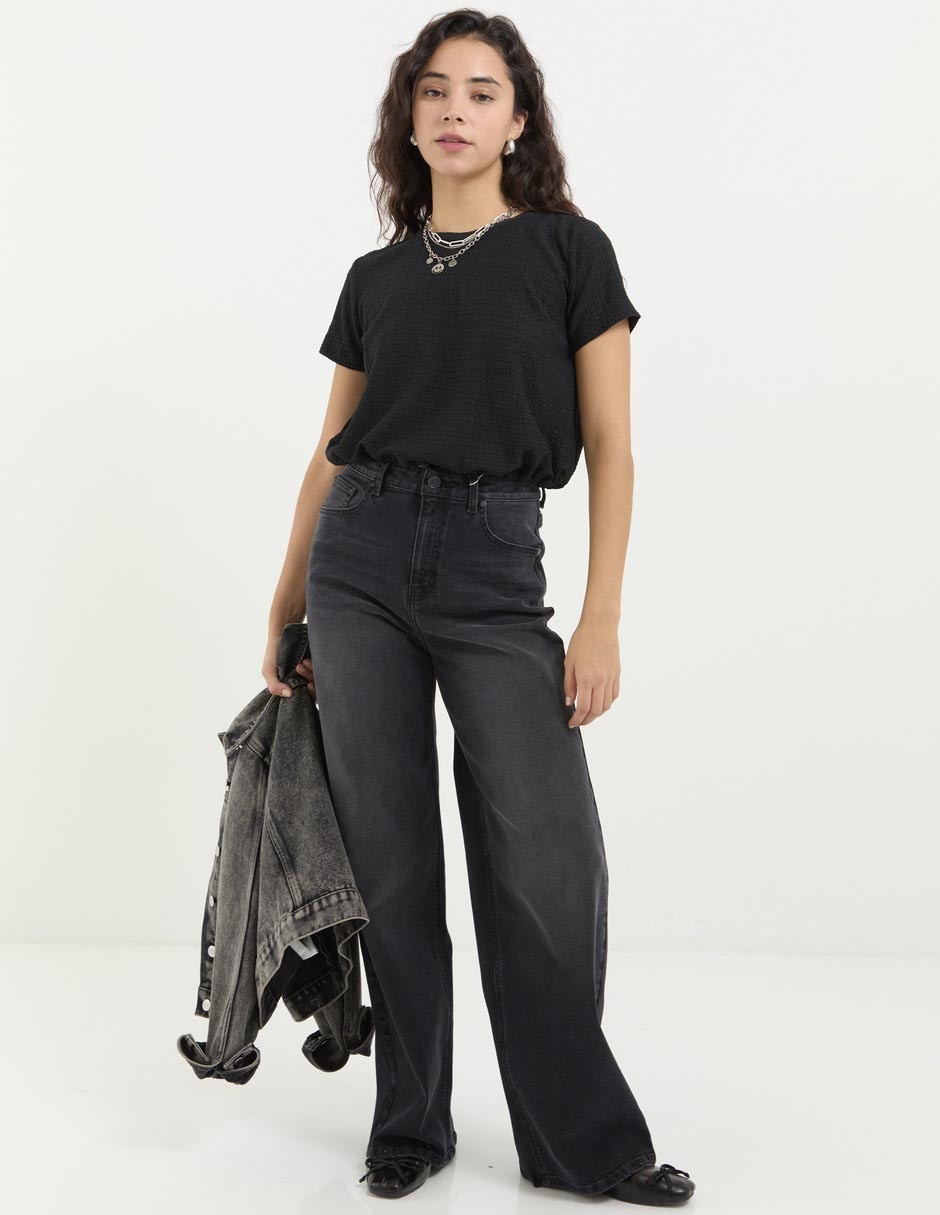 Jeans relaxed straight cintura media para mujer 6