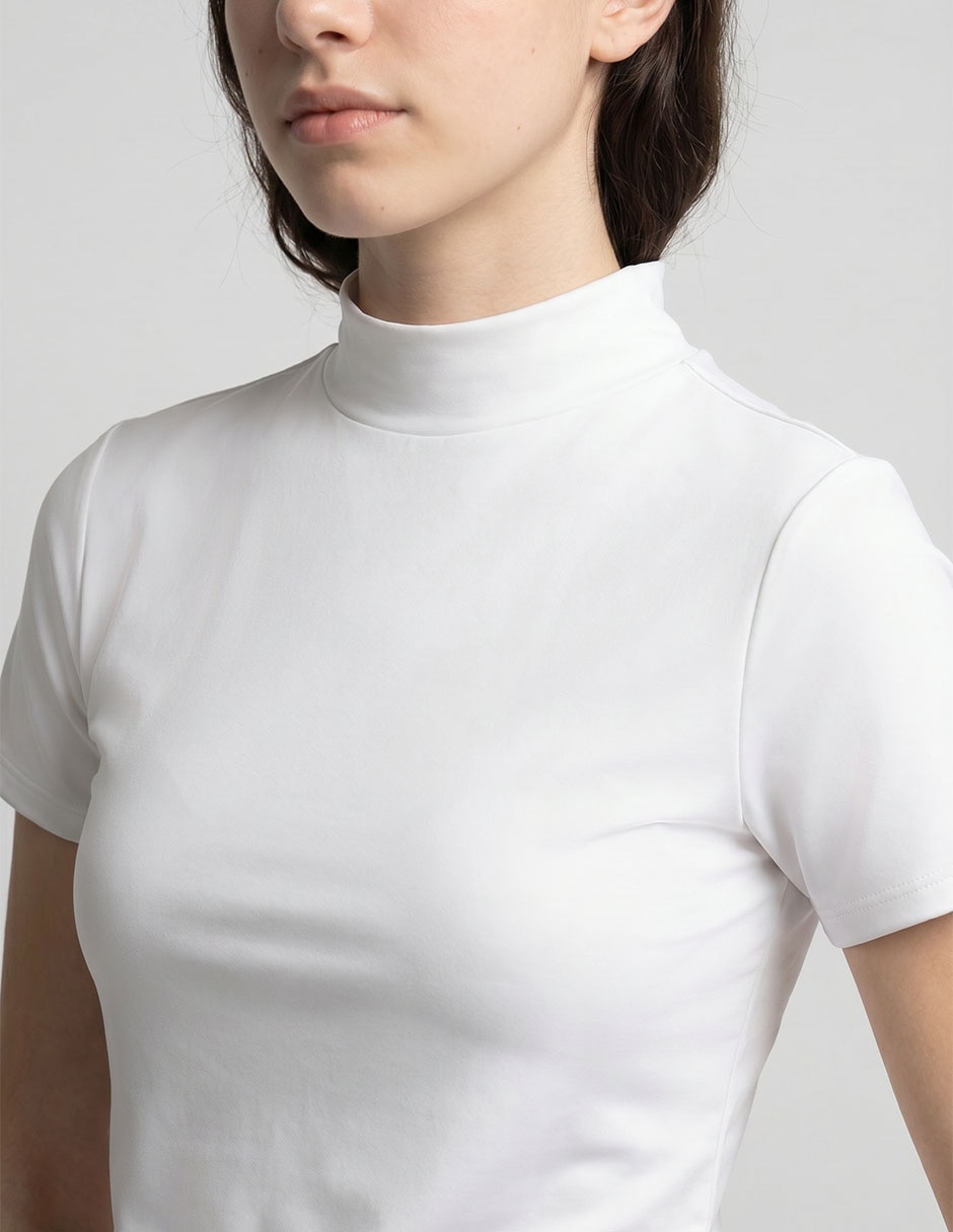 Playera manga corta cuello alto mujer 2