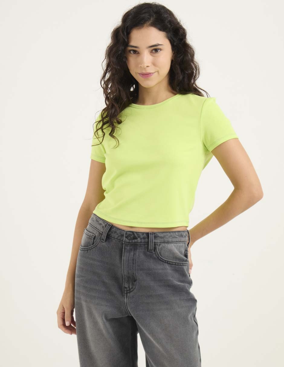 Playera manga corta cuello redondo mujer 1