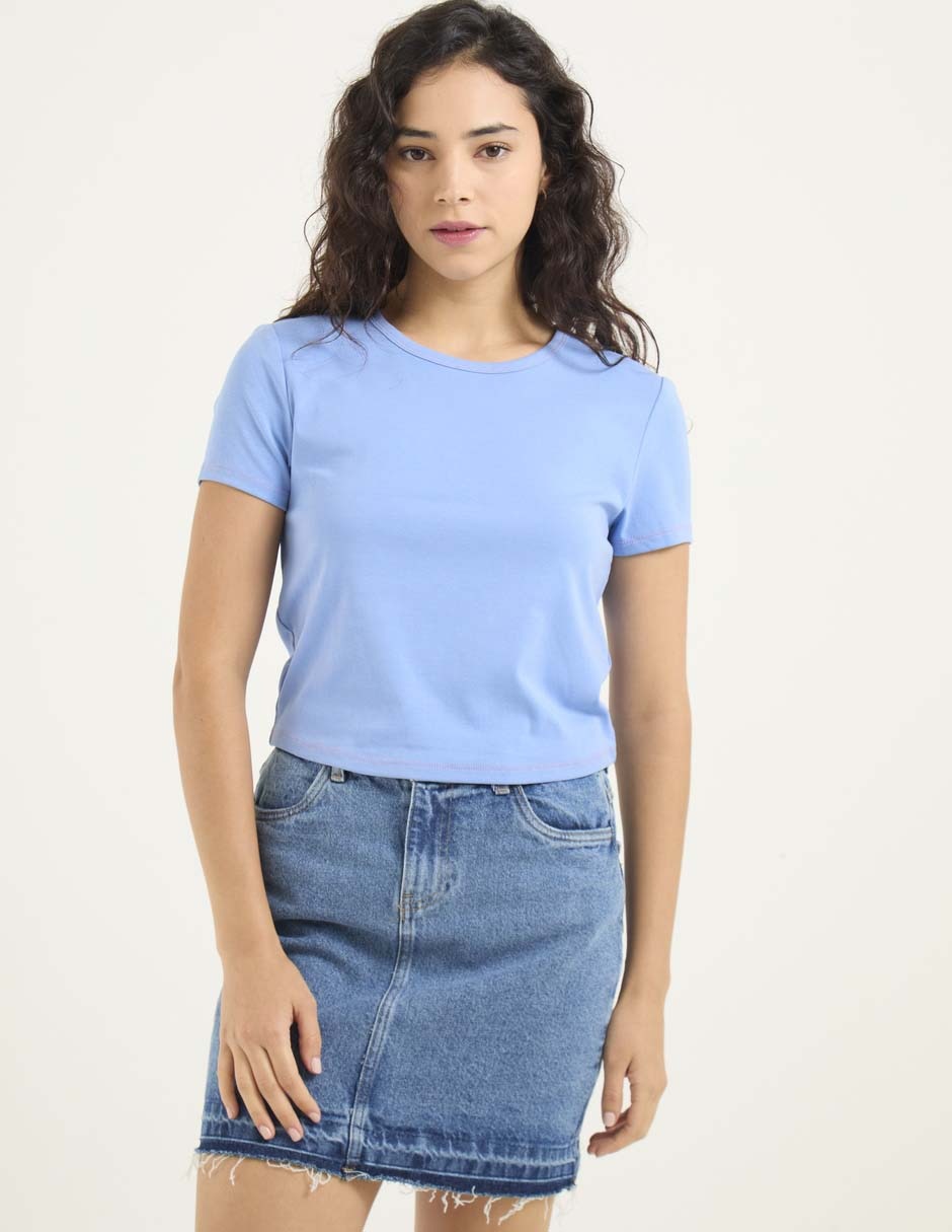Playera manga corta cuello redondo mujer