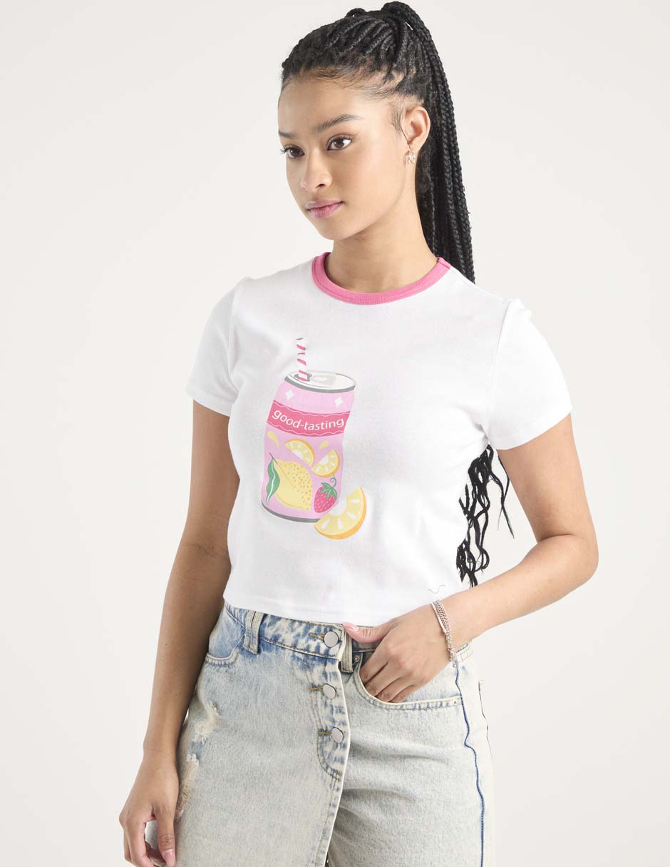Playera manga corta Non Stop cuello redondo para mujer