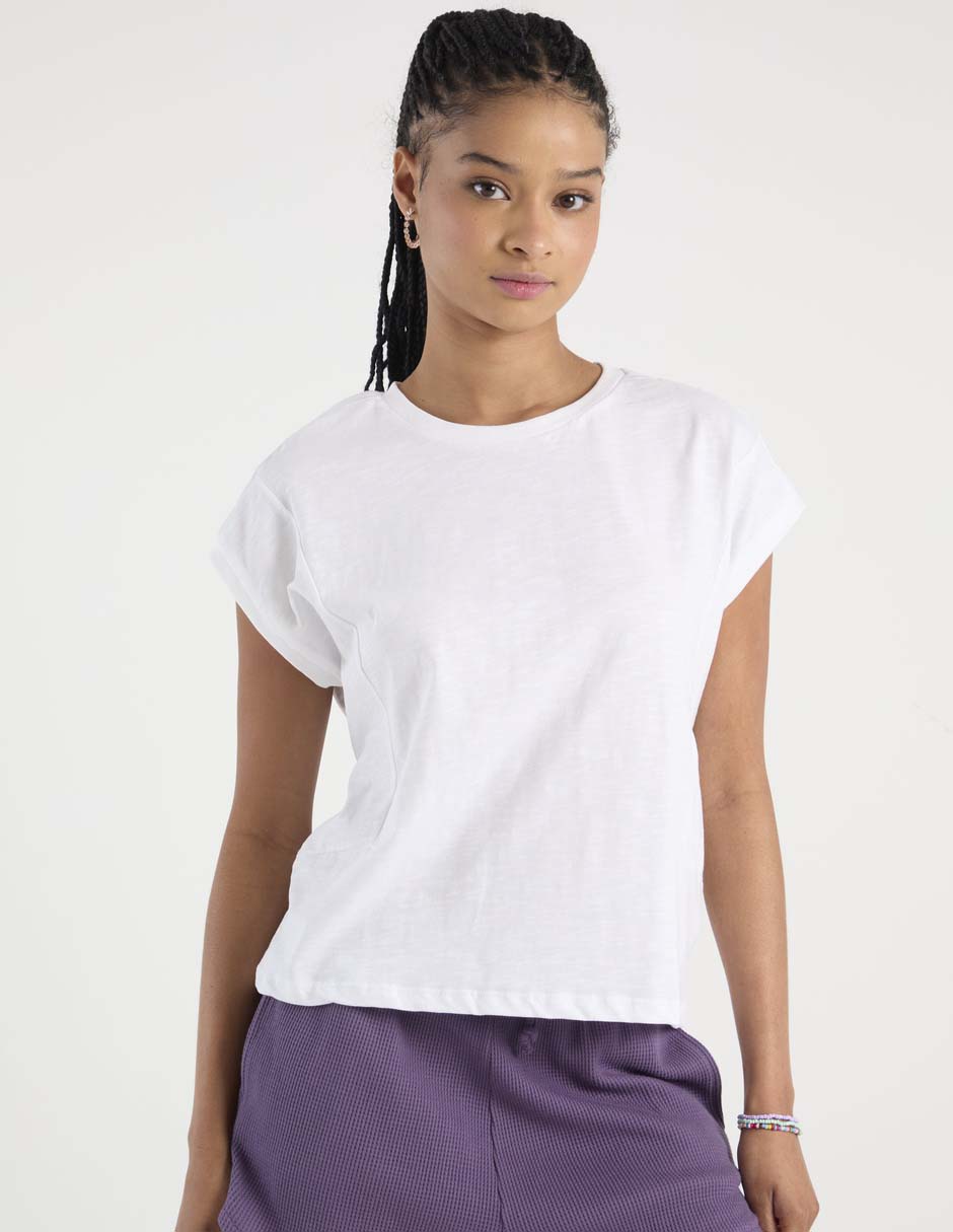 Playera manga corta cuello redondo para mujer
