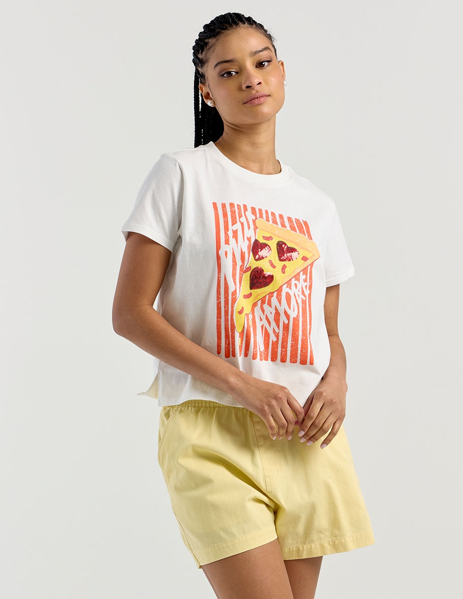 Playera manga corta cuello redondo para mujer