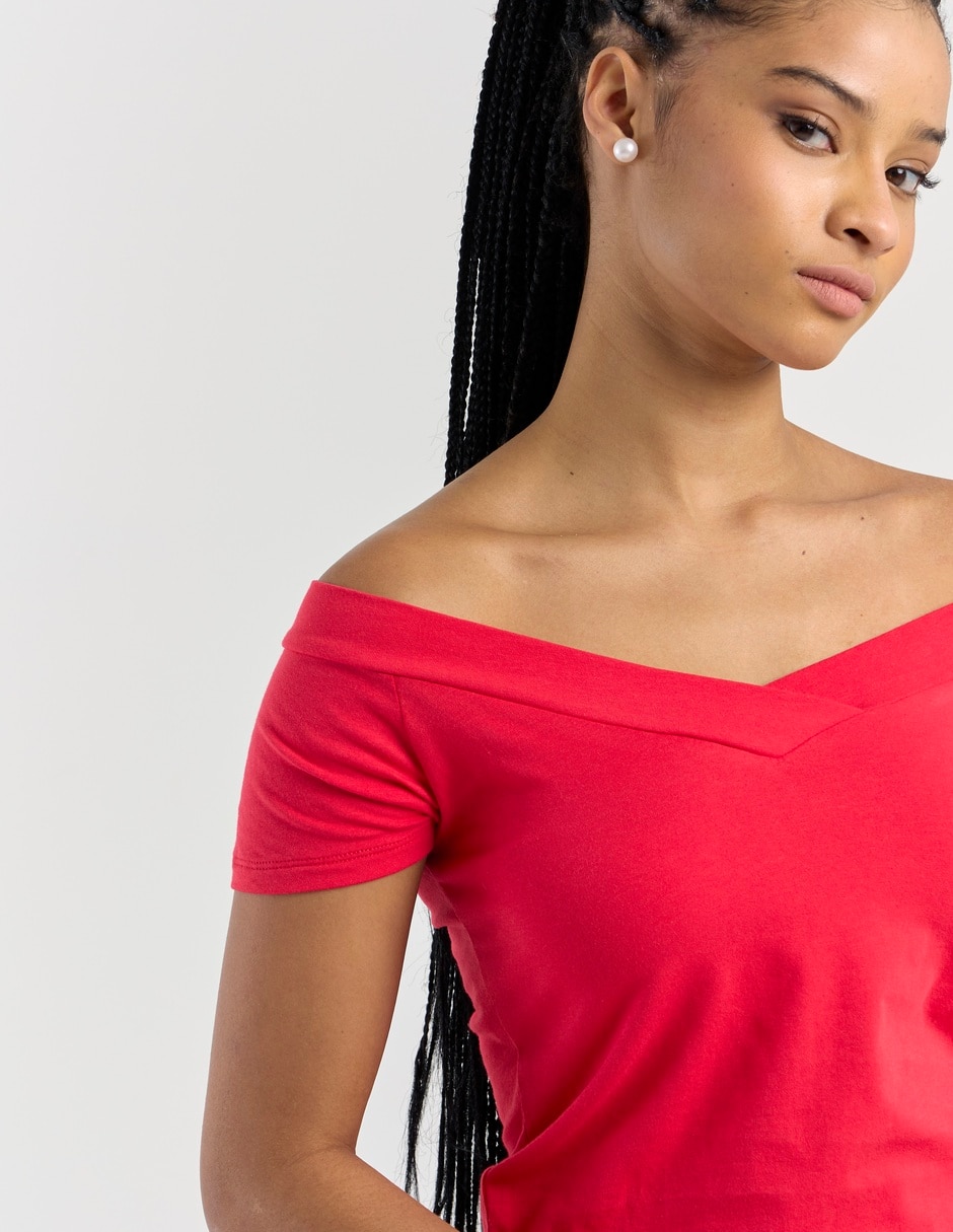 Playera manga corta Non Stop cuello v para mujer