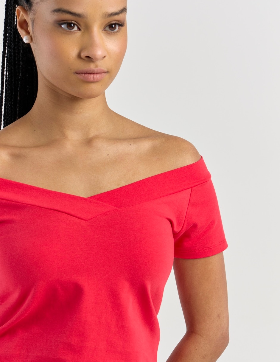 Playera manga corta Non Stop cuello v para mujer