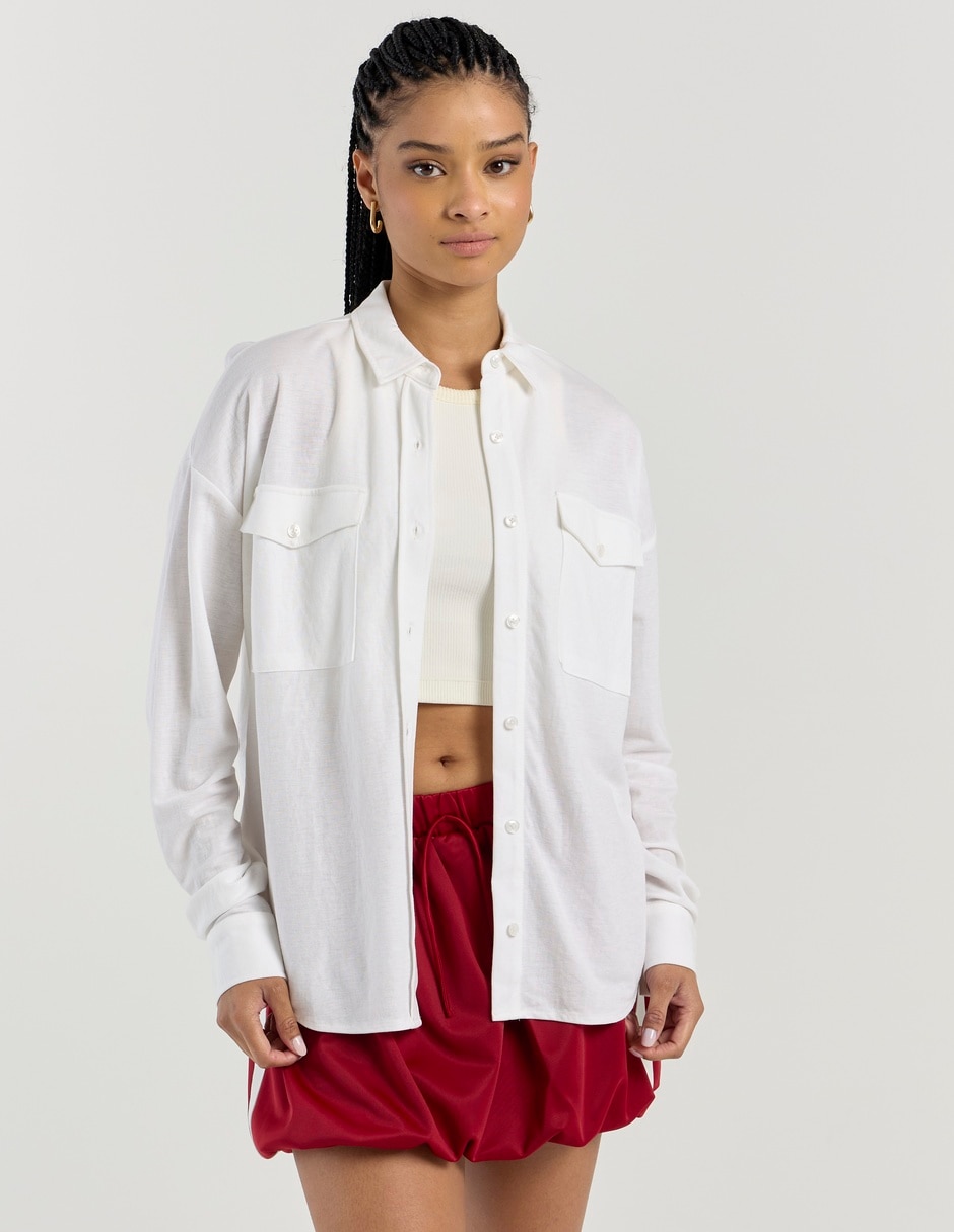 Blusa camisera manga larga para mujer 1