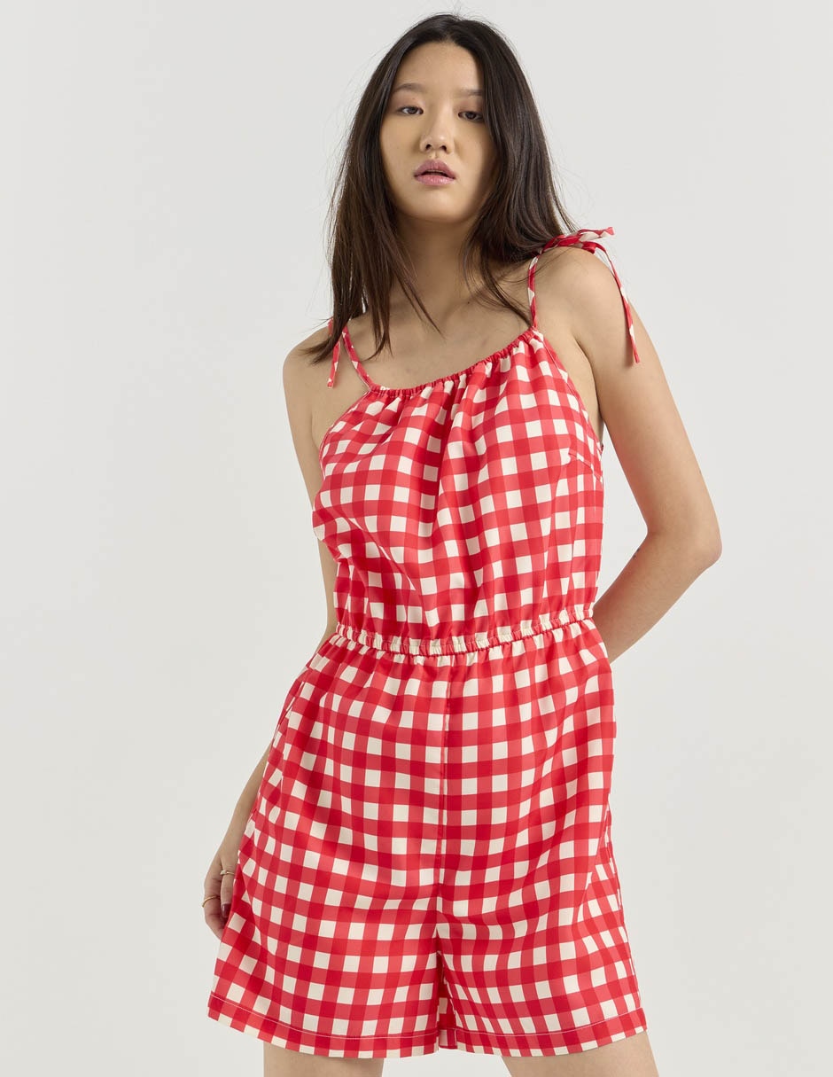 Jumpsuit estampado a cuadros para mujer 1
