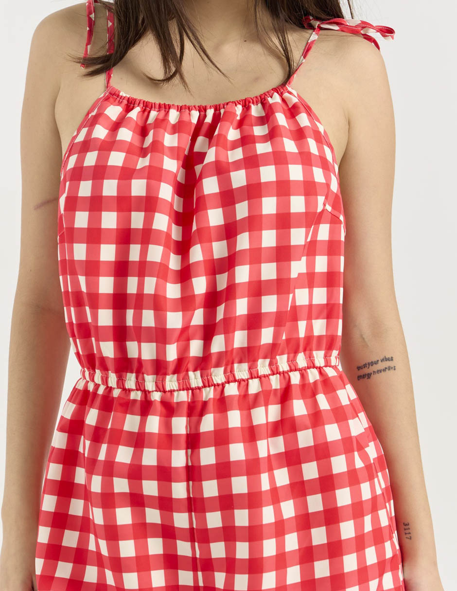 Jumpsuit estampado a cuadros para mujer 7