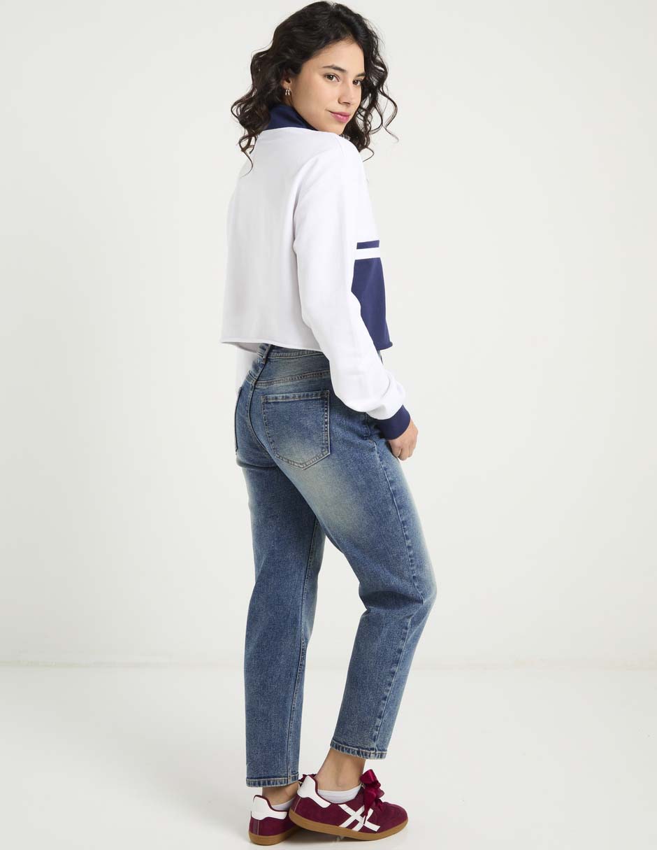 Jeans mom a la cintura para mujer 6