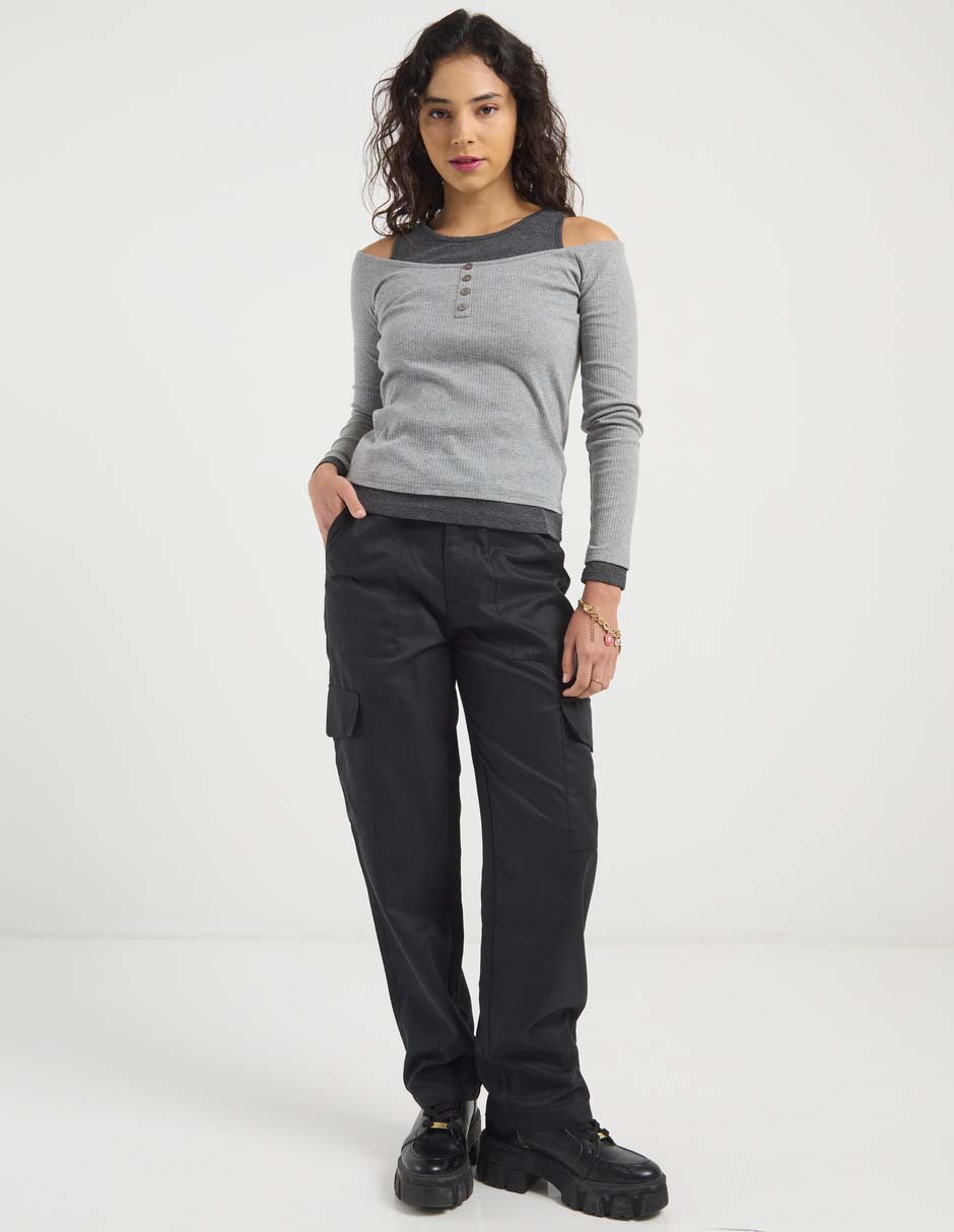 Pantalón cargo straight para mujer Pantalón cargo straight para mujer