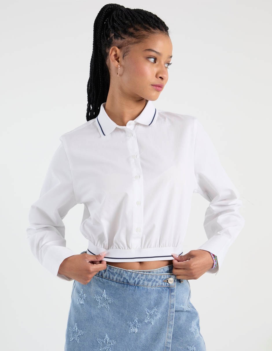 Blusa camisera manga larga para mujer
