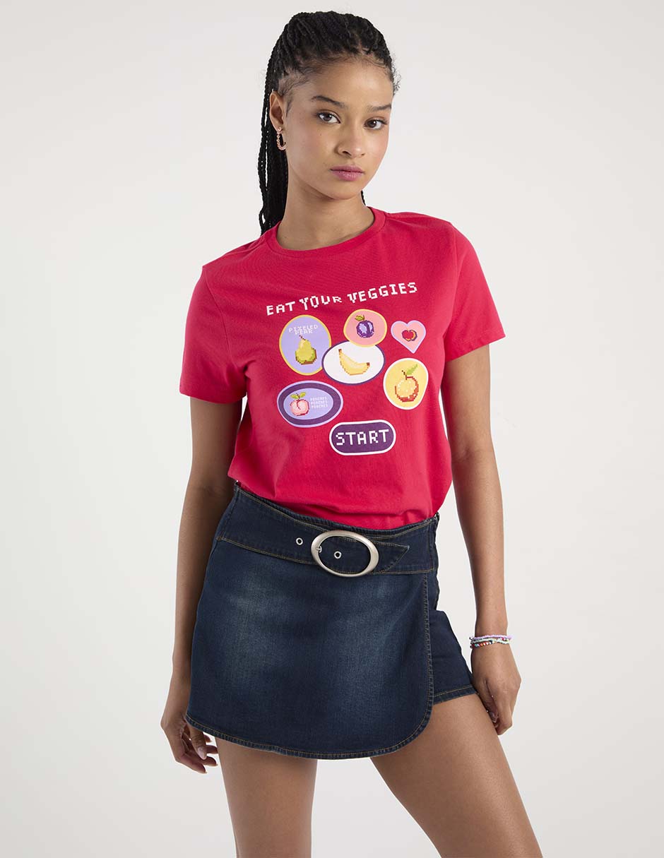 Falda short mini Non Stop de mezclilla a la cintura