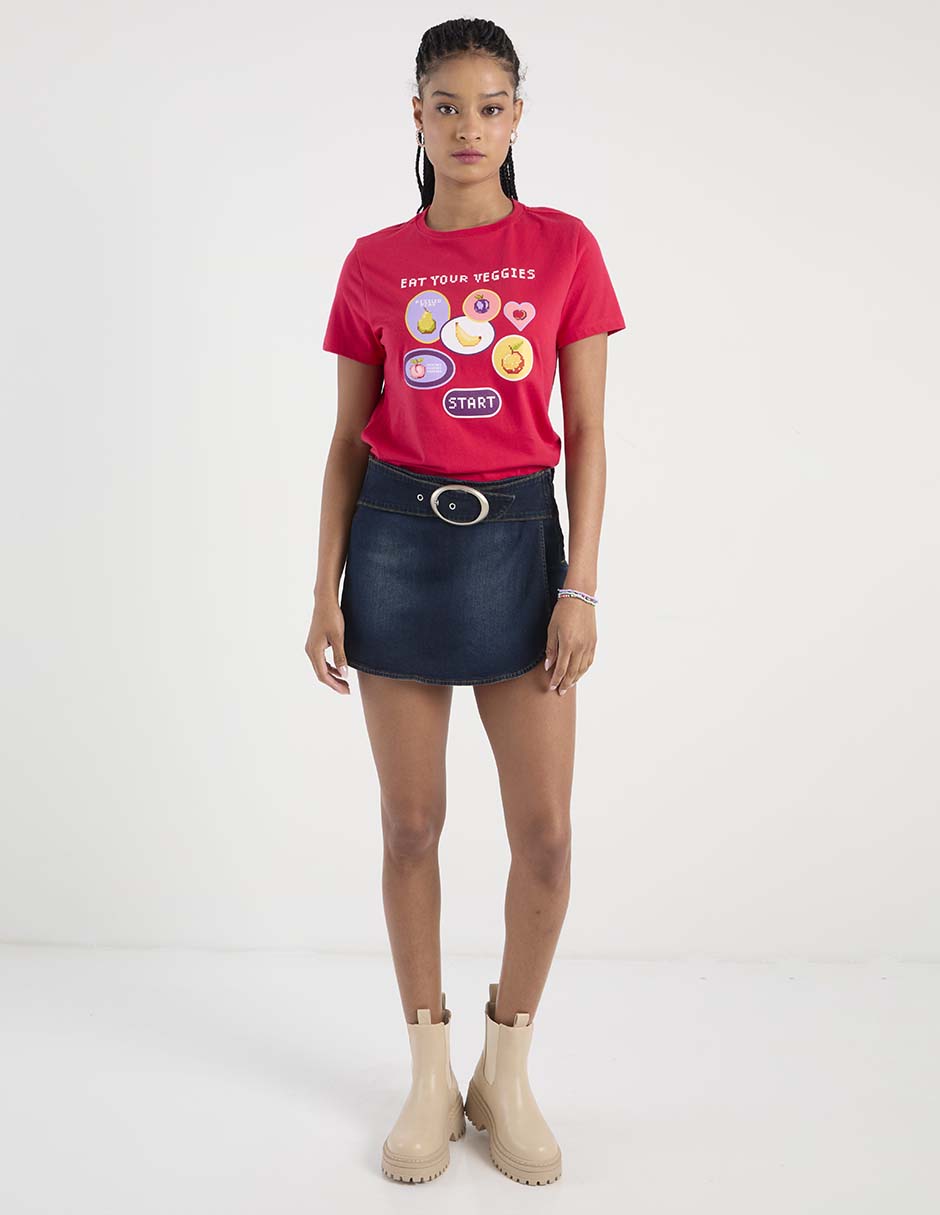 Falda short mini Non Stop de mezclilla a la cintura