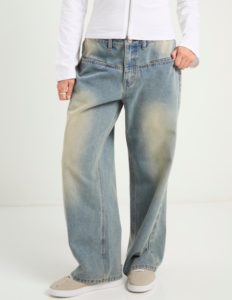 Jeans relaxed amplio cintura para mujer