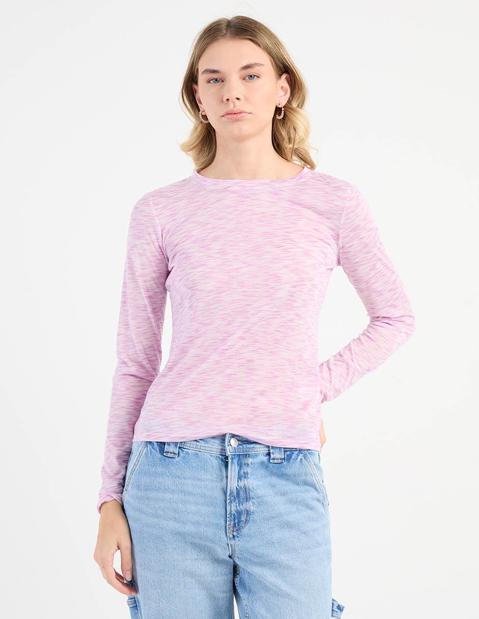 Playera manga larga cuello redondo para mujer Playera manga larga cuello redondo para mujer