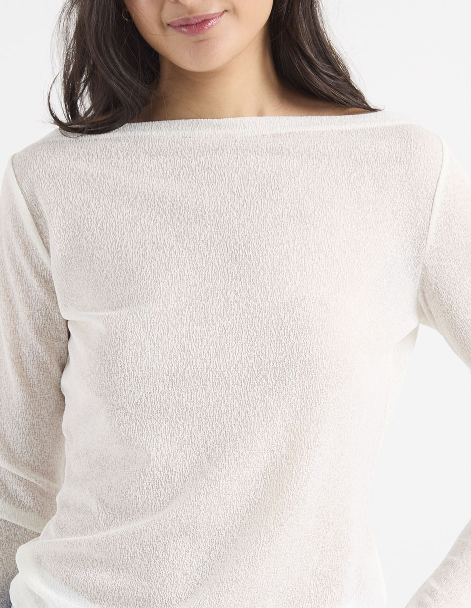 Playera manga larga cuello ojal para mujer 3