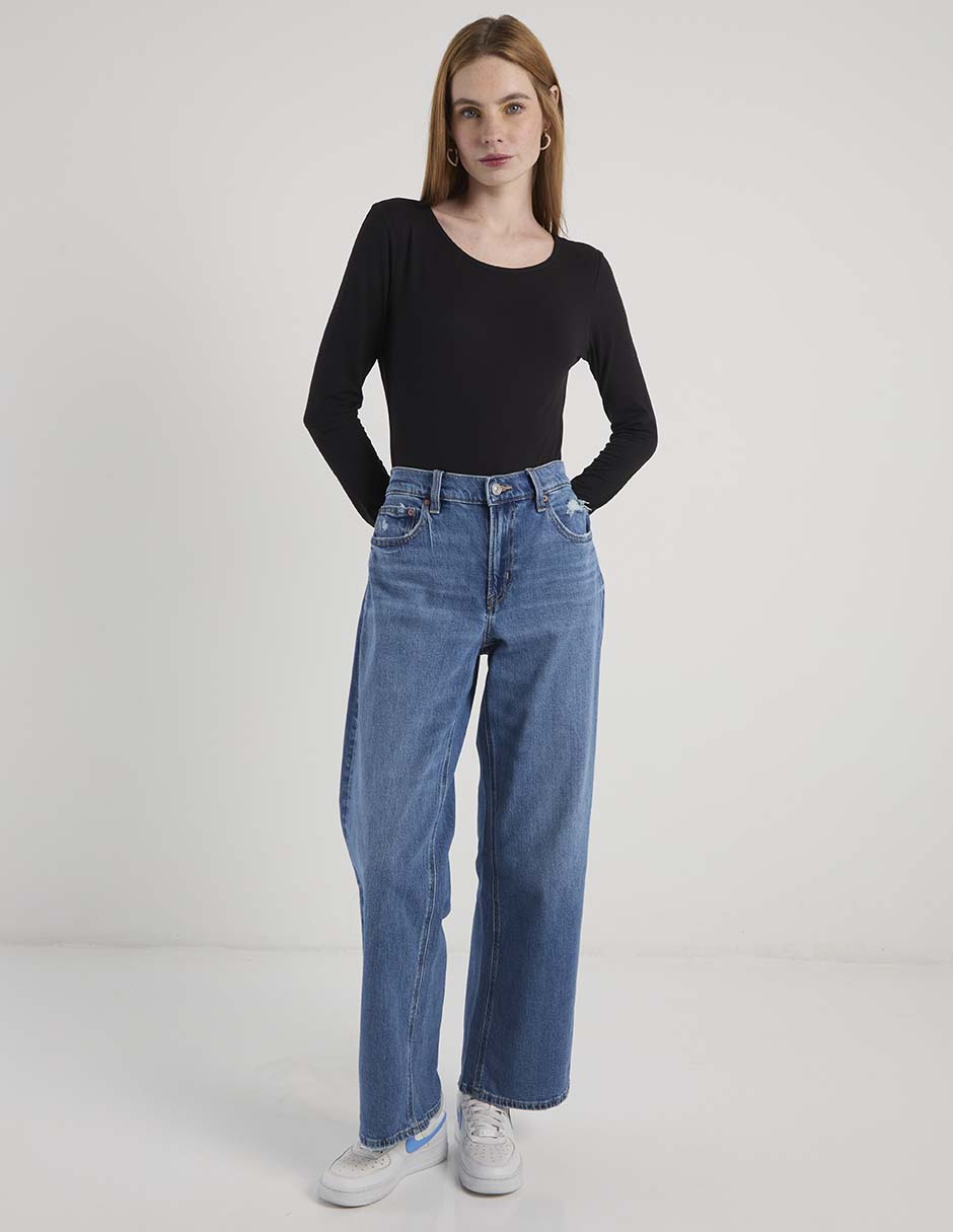 Body manga larga non stop cuello redondo para mujer