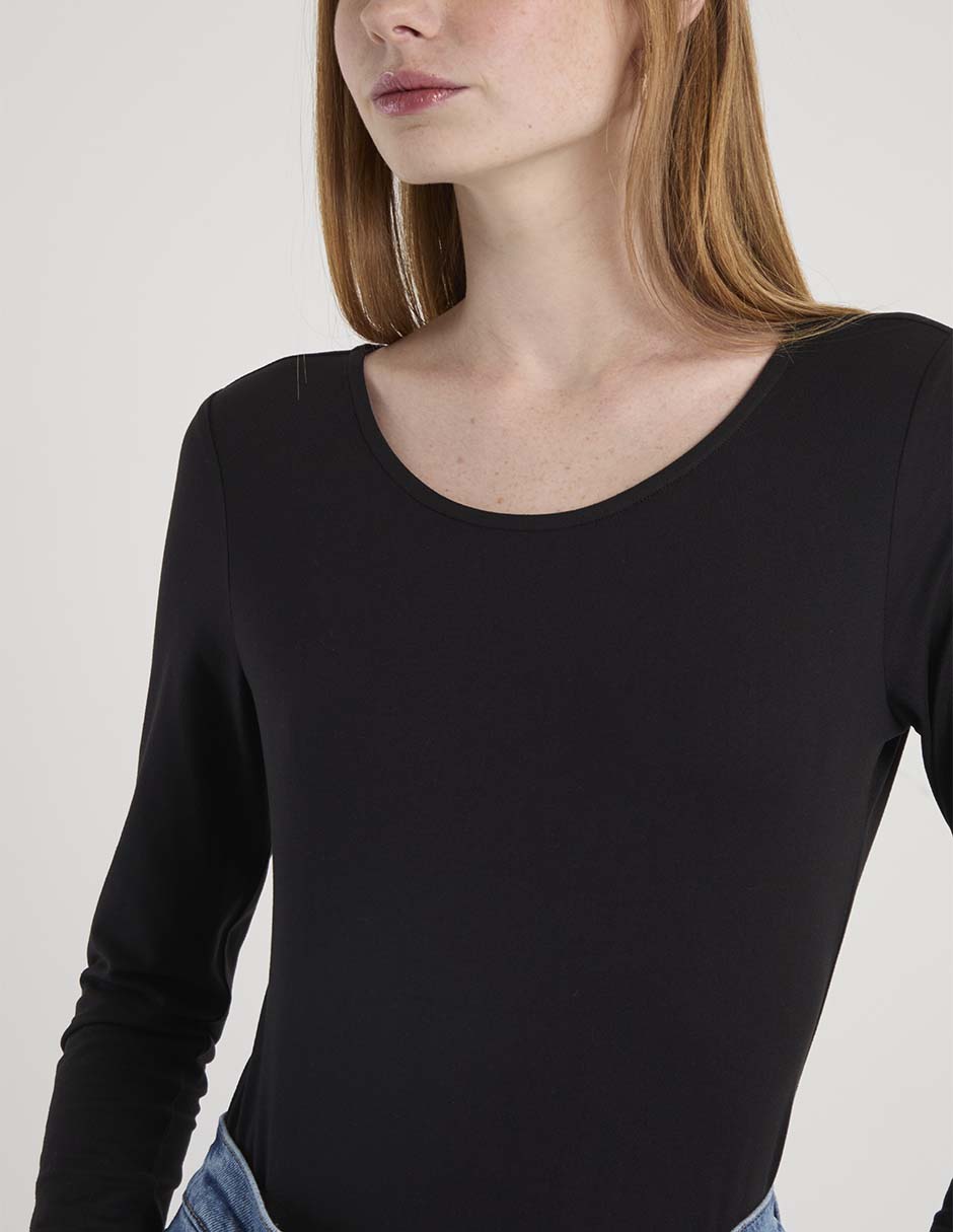 Body manga larga non stop cuello redondo para mujer
