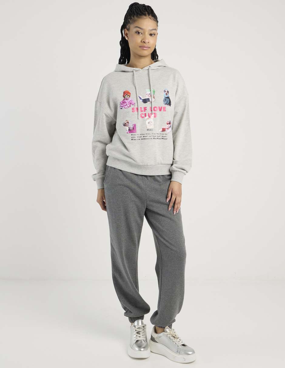 Sudadera con capucha y bolsa para mujer