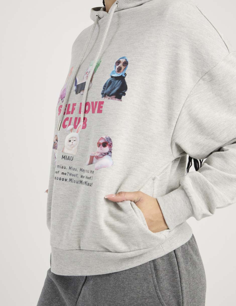 Sudadera con capucha y bolsa para mujer