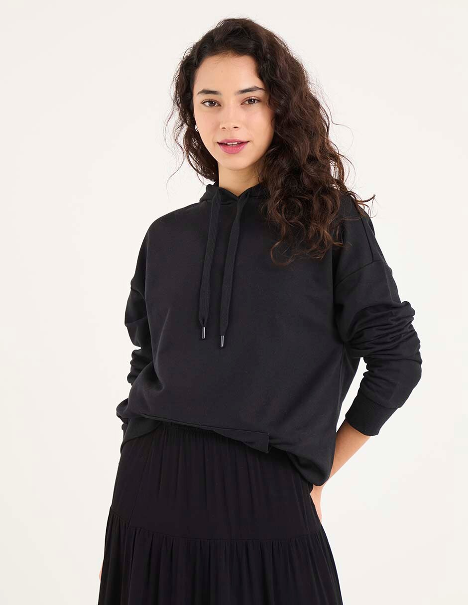 Sudadera con capucha y bolsa para mujer 1