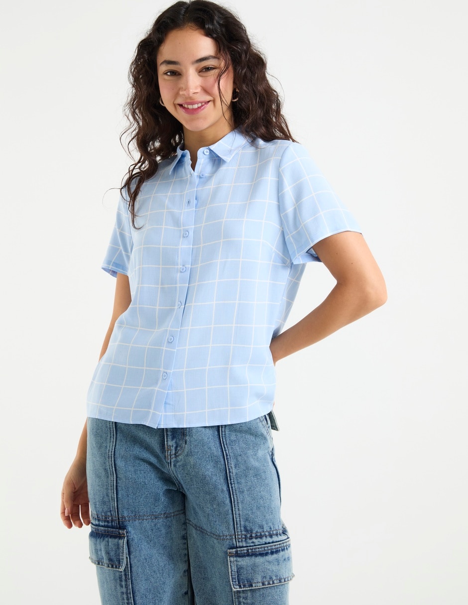 Blusa camisera manga corta para mujer 1