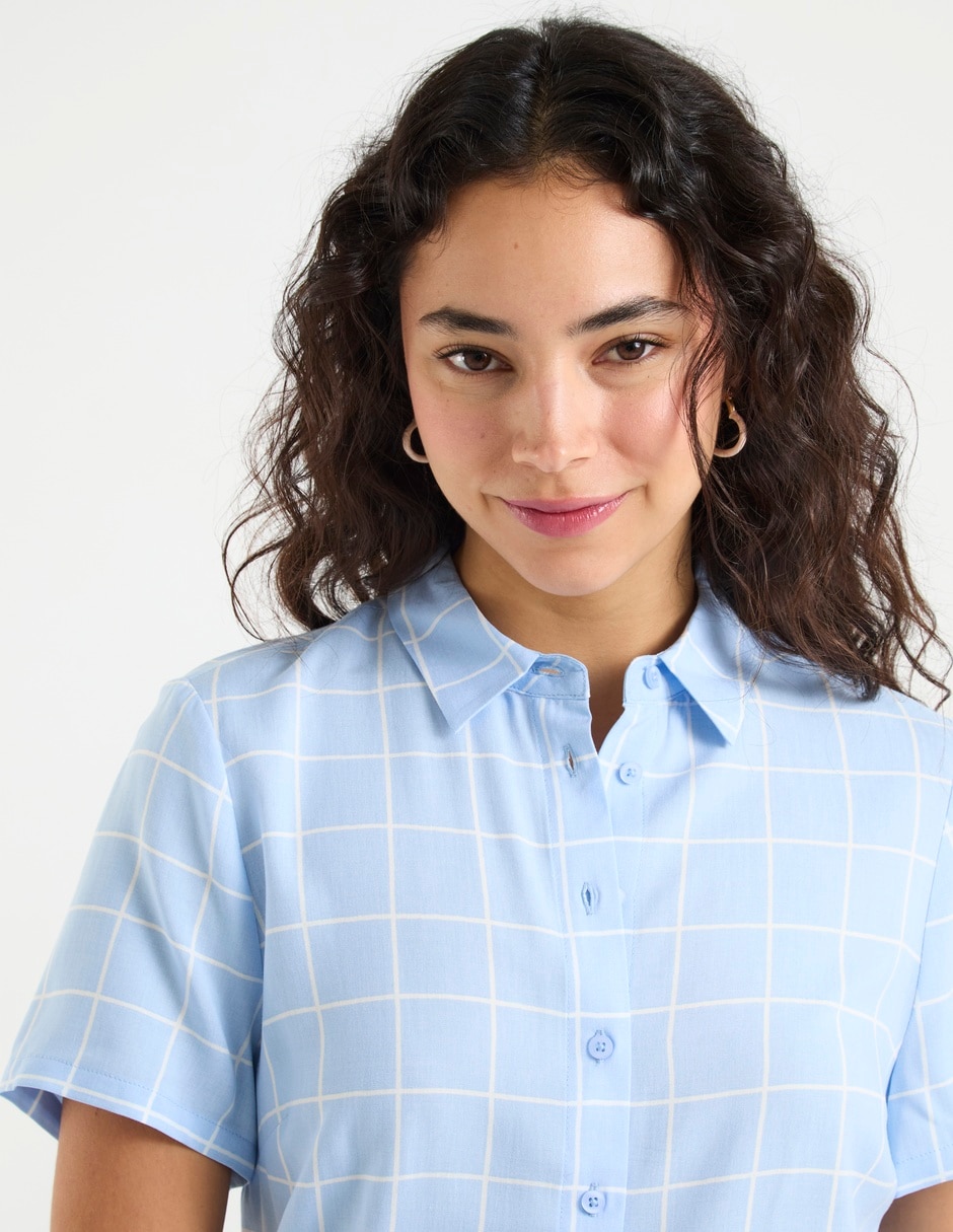 Blusa camisera manga corta para mujer 7