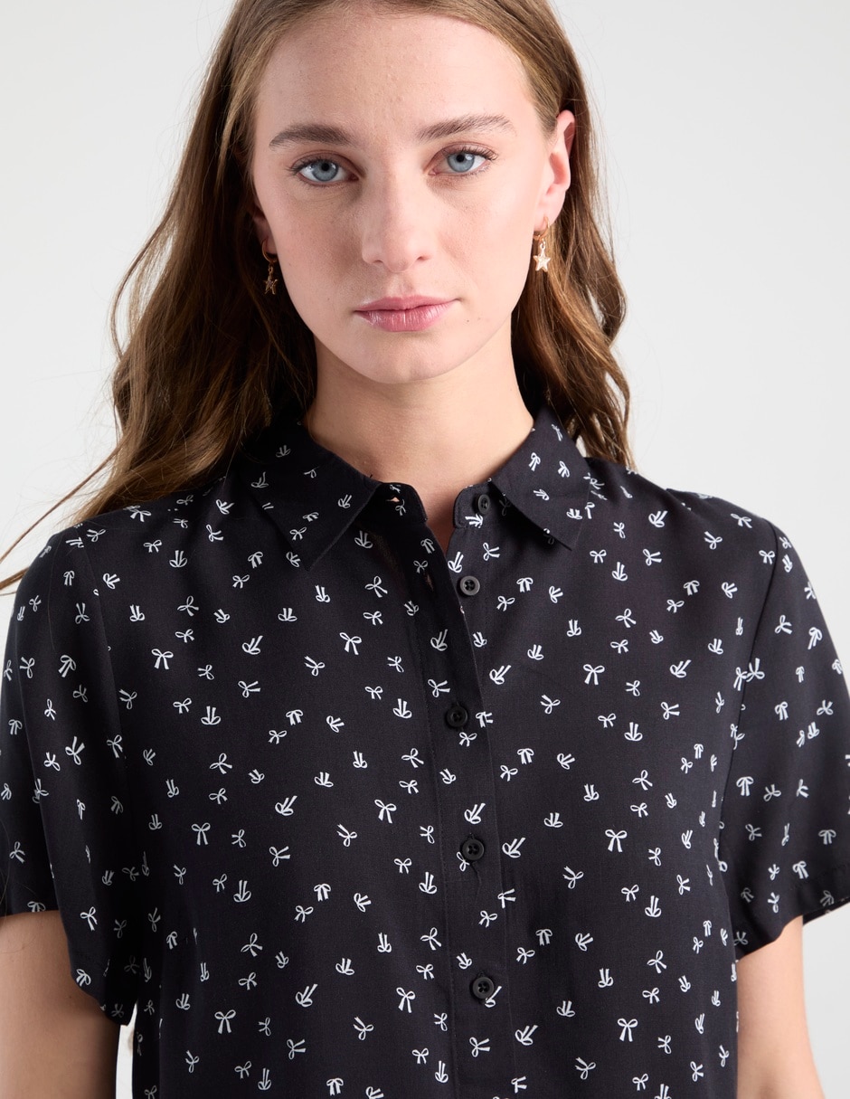 Blusa camisera manga corta para mujer 7