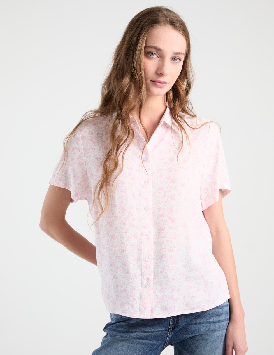 Blusa camisera manga corta para mujer