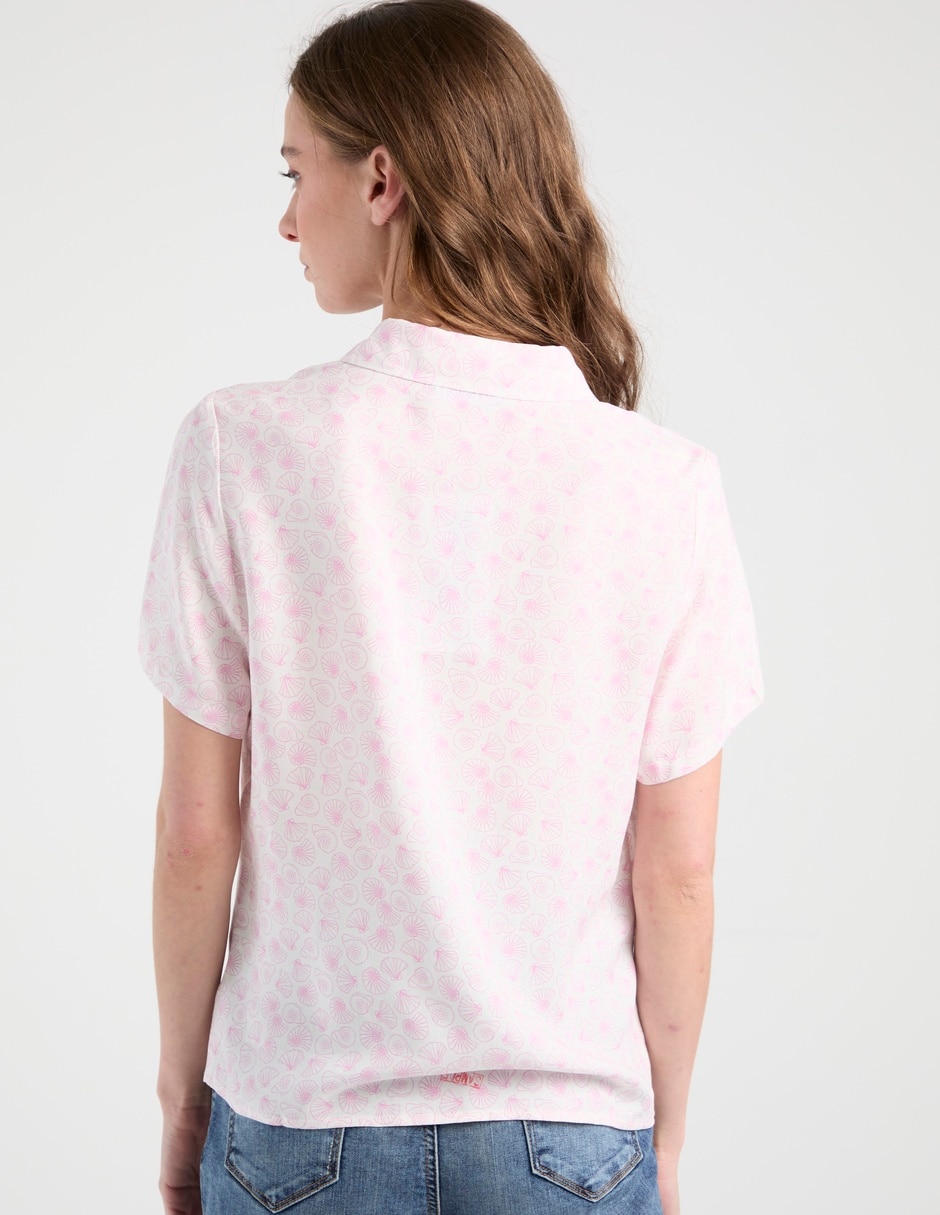 Blusa camisera manga corta para mujer