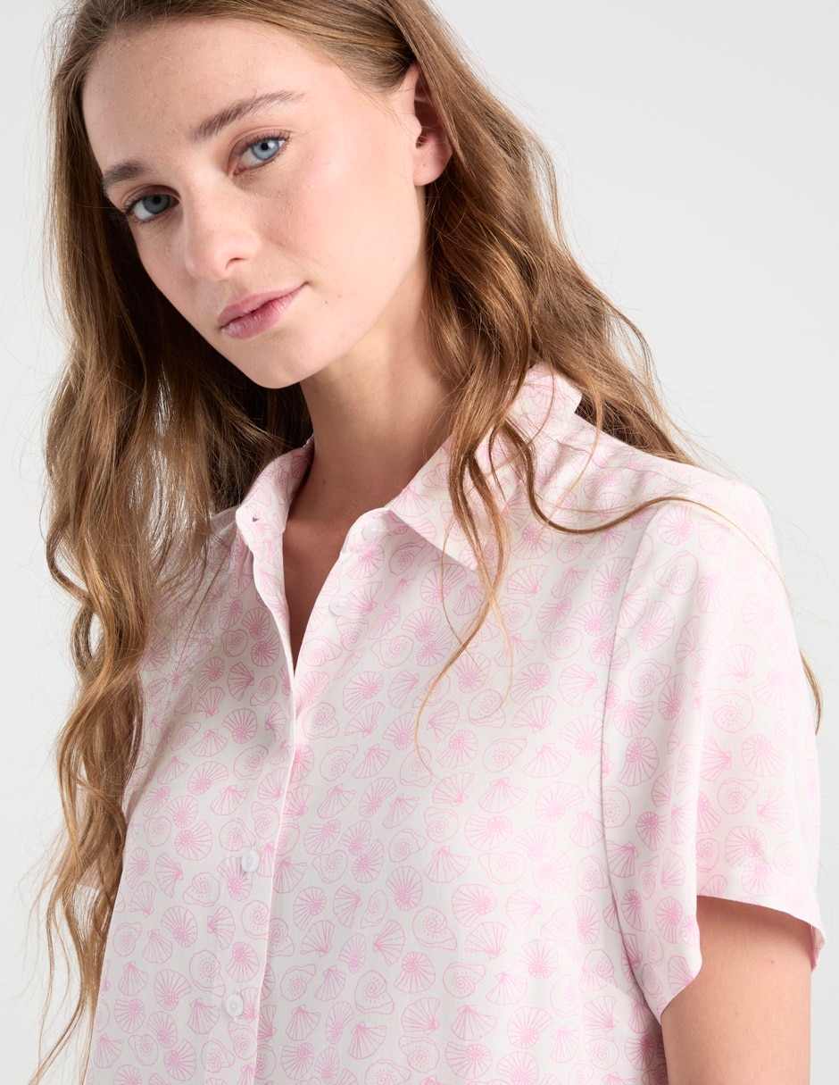 Blusa camisera manga corta para mujer
