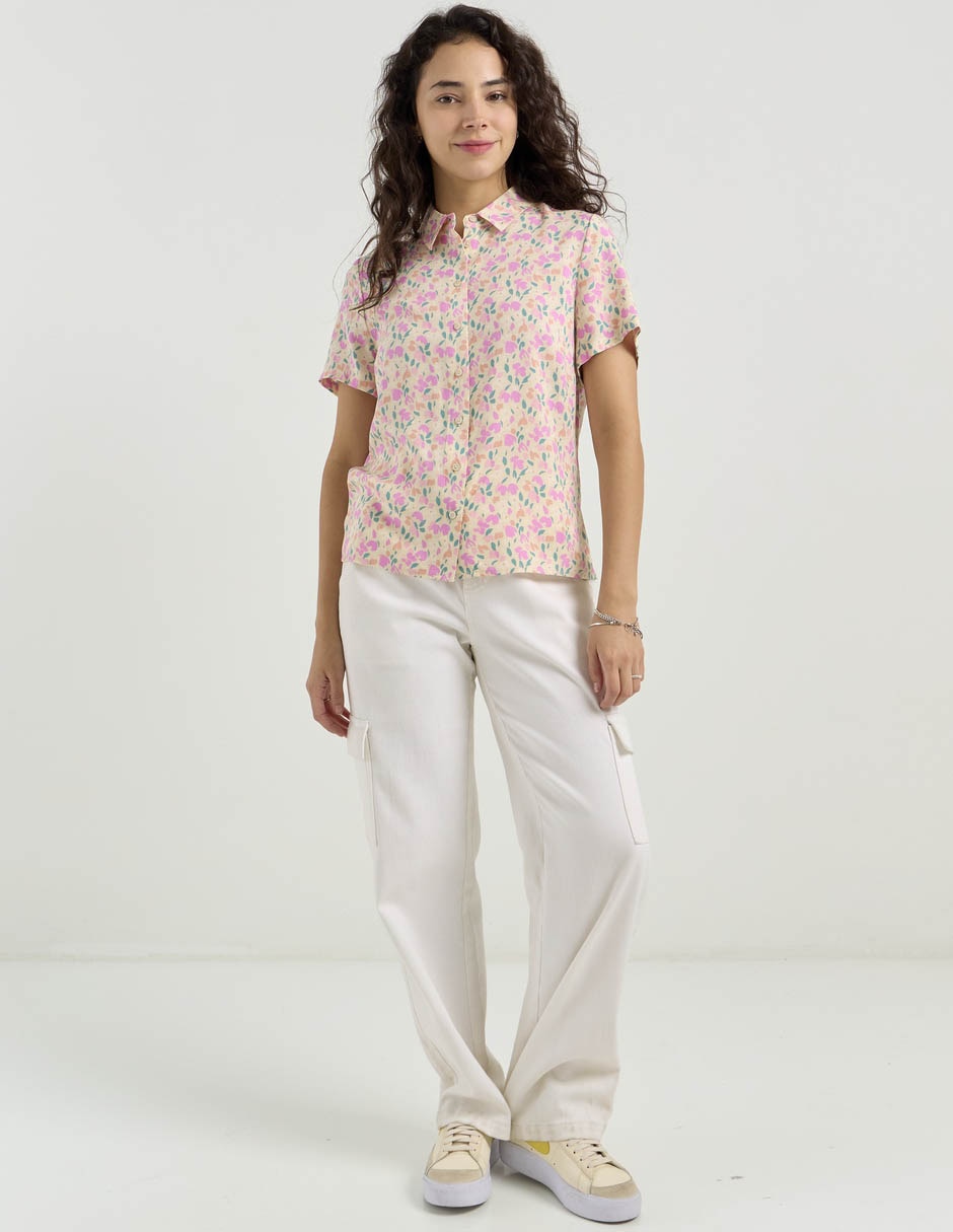 Blusa camisera manga corta para mujer 6