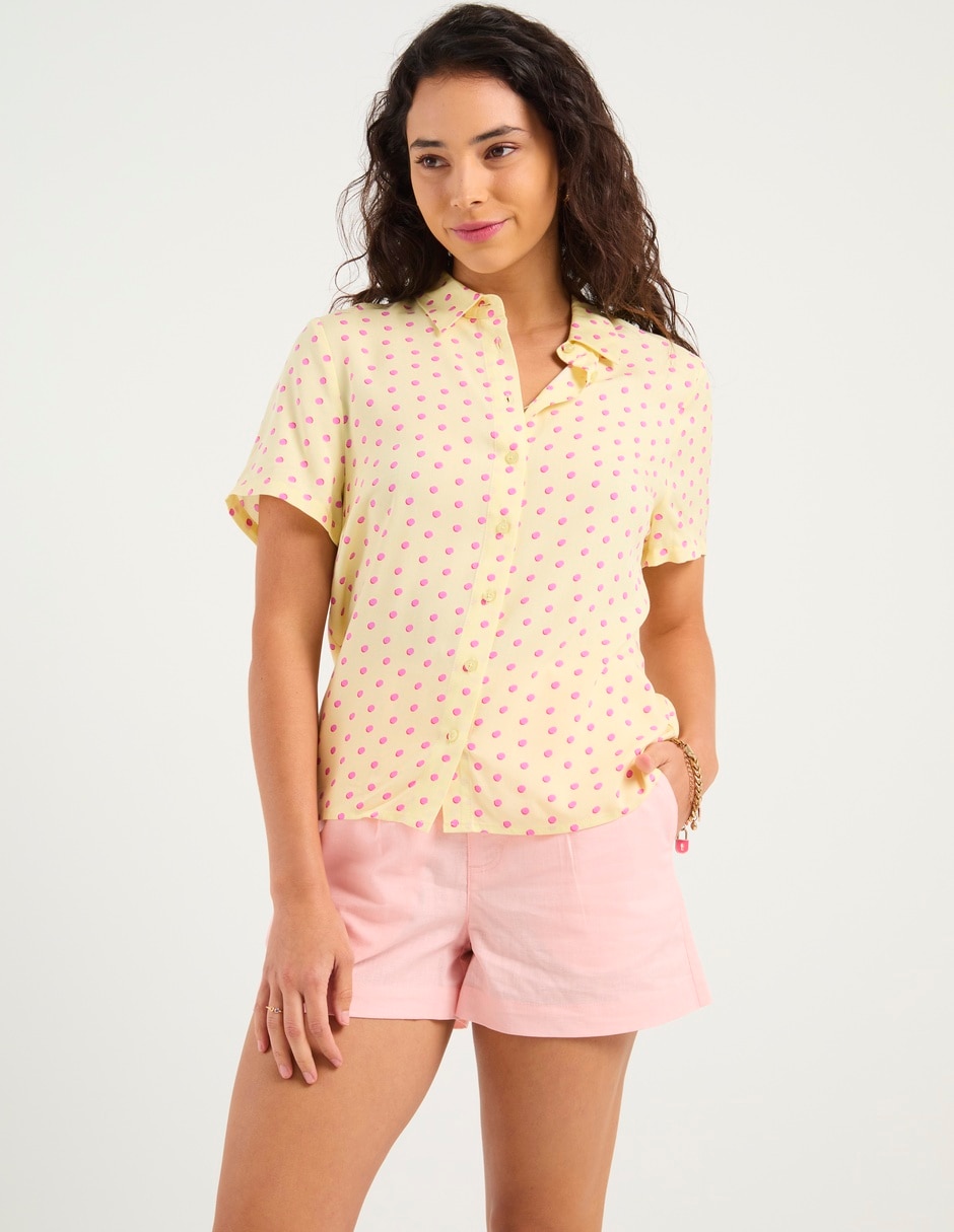 Blusa camisera manga corta para mujer 1