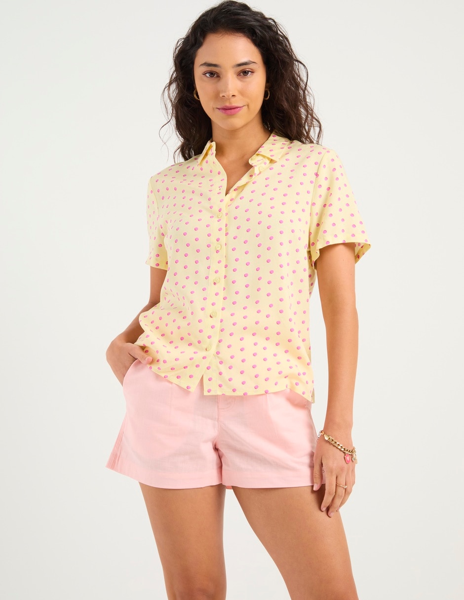 Blusa camisera manga corta para mujer 7