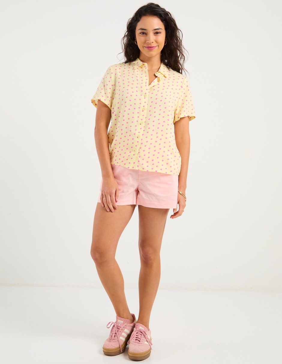 Blusa camisera manga corta para mujer 8