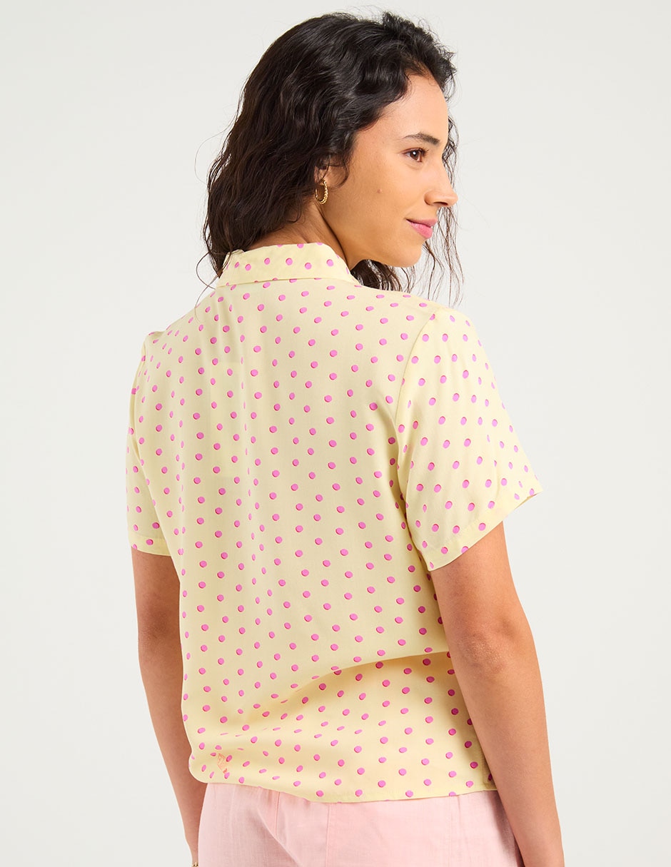 Blusa camisera manga corta para mujer 11