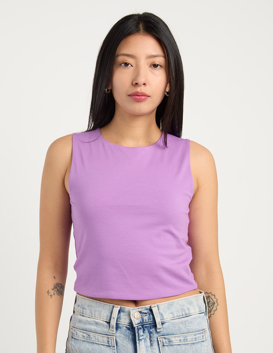 Top cuello redondo tirante ancho Top cuello redondo tirante ancho